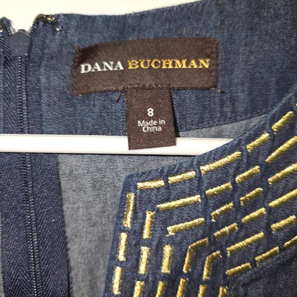 50. Dana Buchman - Denim Dress with Gold Detail- Size 8 - Picture 2 of 7